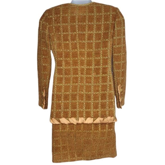 VINTAGE 60s set marigold chenille and metallic gold skirt suit S‎ - Picture 2 of 14